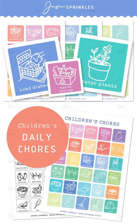 printable daily kids chore chart juju sprinkles