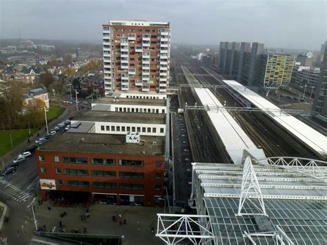 aerial view   buildings  train tracks