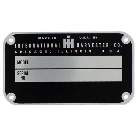 ih serial number tag  rivets  company
