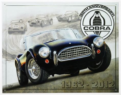 50th Anniversary Shelby Cobra Tin Metal Sign Roadster Hot Rod