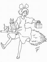 Coloring Pages Ghibli Kiki Studio Delivery Spirited Service Away Printable Kids Anime Miyazaki Lineart Kagome Petite La Spetri Sorcière Cute sketch template