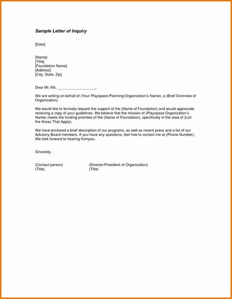 letter  inquiry template   inspirational business inquiry