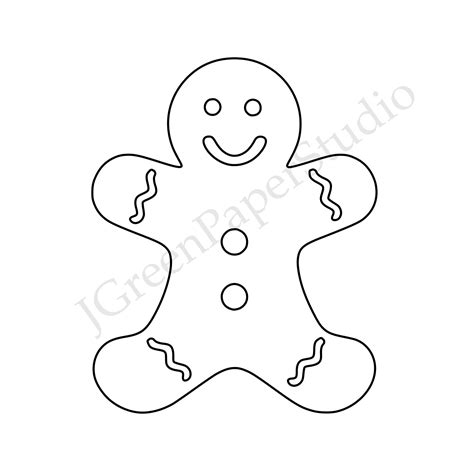printable gingerbread man template  digital  cookie kids