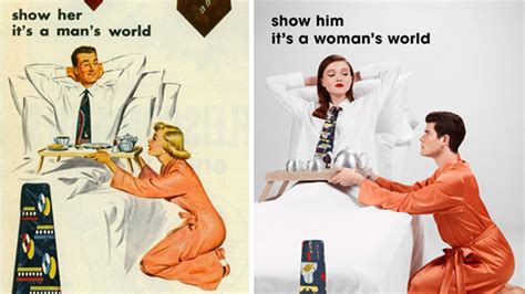 artist gives vintage ads a feminist makeover by swapping