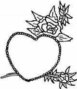 Coloring Roses Hearts Beautiful Wife Color sketch template