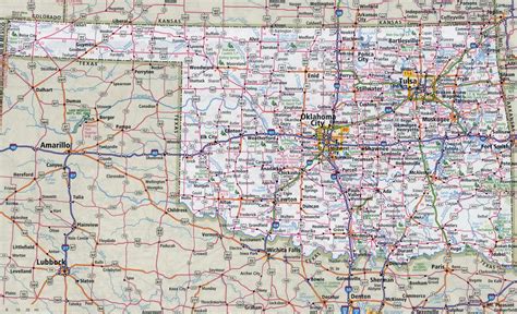 large detailed roads  highways map  oklahoma state  national