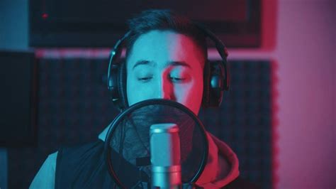 man singing   professional microphone  stock video