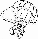 Kids Coloring Pages Parachute Children Color Printable Boy Preschool Cartoon Skydiving Colouring Print Personalized Animals Database Wallpapers sketch template