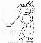 Frog Golf Playing Cartoon Clipart Illustration Royalty Perera Lal Vector sketch template
