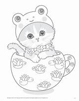 Coloring Pages Kittens Teacup Kitten Printable Cat Book Amazon Color Adult Adorable Kitty Kayomi Harai Unicorn Tea Print Eyed Expressive sketch template