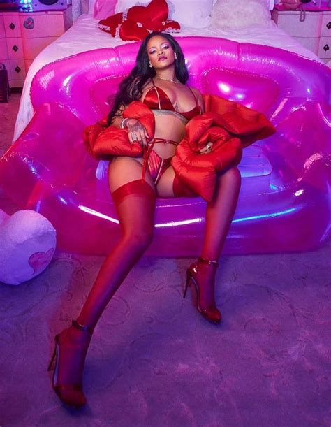 Rihanna Sizzles In Red As She Models For New Underwear