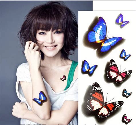 1piece new colorful 3d 19 3d blue black butterfly pattern temporary