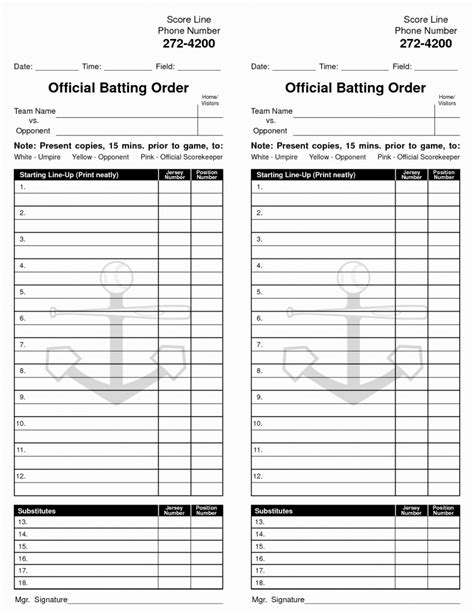 printable softball lineup card   handy stone website
