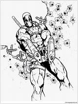 Deadpool Pages Coloring Inks Color Print sketch template