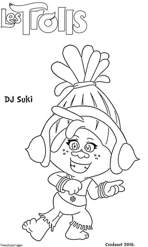 trolls dj suki pages coloring pages