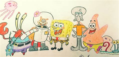 spongebob characters drawings easy characters  draw  cartoon reverasite