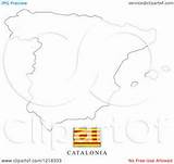 Catalonia Outline Flag Coloring Illustration Map Clipart Royalty Vector Perera Lal 284px 7kb sketch template