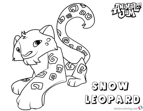 animal jam coloring pages snow leopard  printable coloring pages