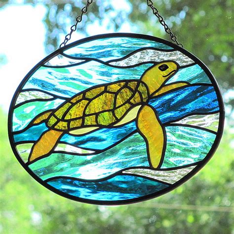 stained glass sea turtle stained glass art disney stained glass