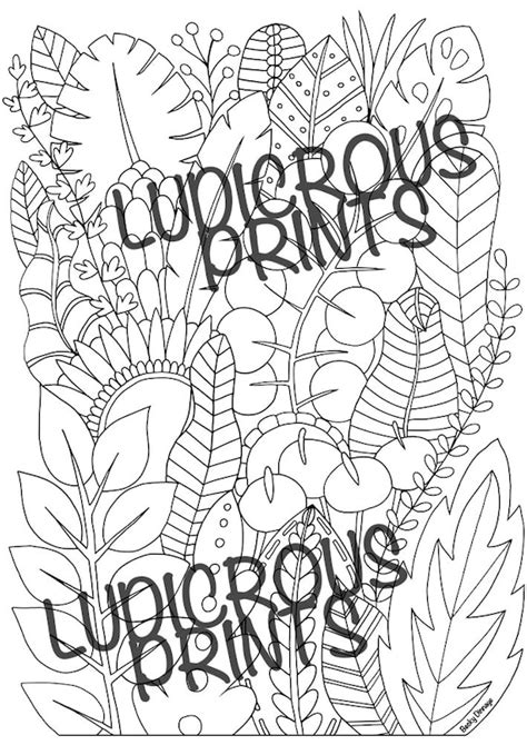 colouring page  adults jungle leaves plants flowers island