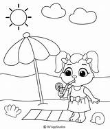 Beach Coloring Scene Kids Pages Printable Printables sketch template