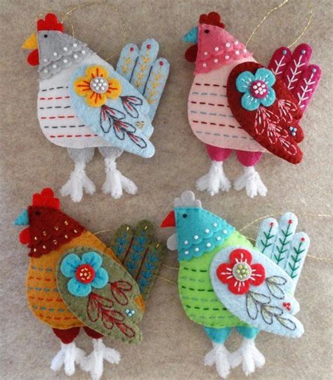 twelve days  christmas french hen felt ornament etsy   diy