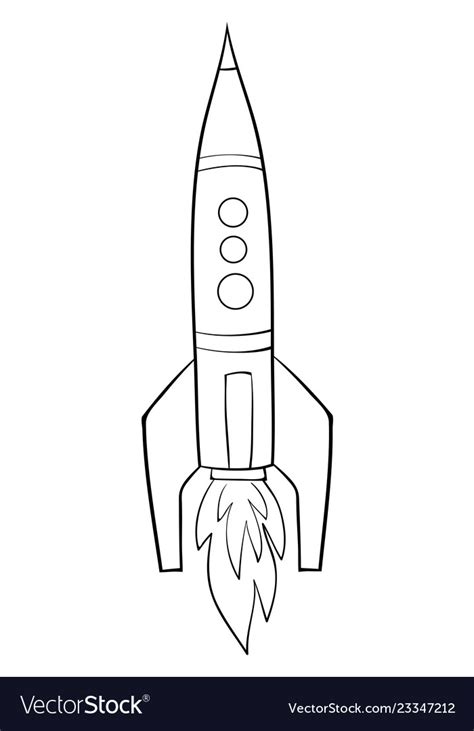 children coloring bookpage cartoon rocket vector image