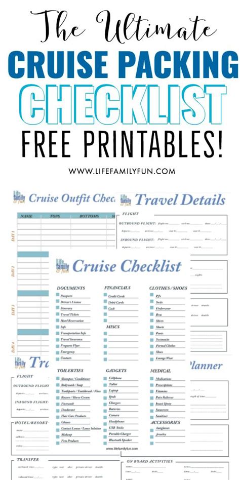ultimate cruise packing checklist  cruise itinerary planner printable
