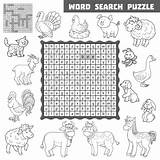 Word Search Animals Crossword Farm Colorless Puzzle Vector Printable Puzzles Stock Illustration Cross Kids Puzzl Depositphotos 30seconds Printables Preview sketch template