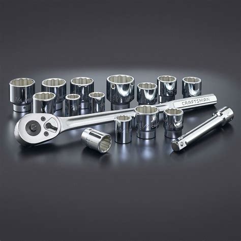 craftsman  pc socket wrench set  point long handle sockets hand tools sae  walmartcom