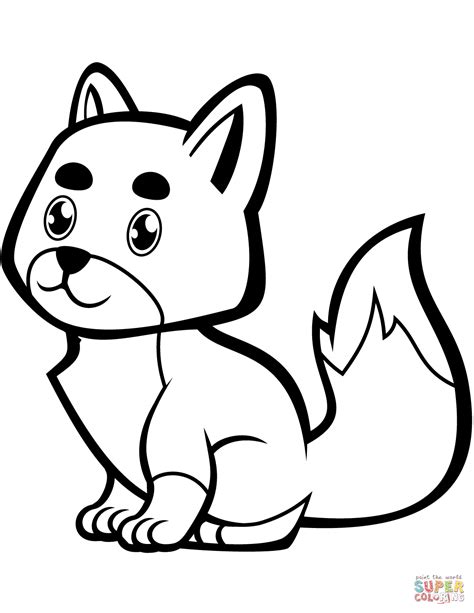 cute baby fox coloring page  printable coloring pages