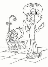 Coloring Spongebob Squidward Pages Squarepants Tentacles Printable Scrub Bathtub Makes Characters His sketch template
