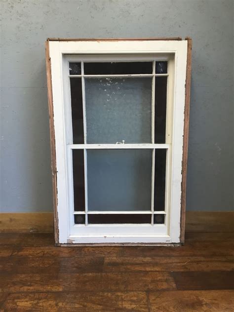stained glass sash window  frame authentic reclamation