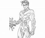 Nightwing Arkham Lineart Robin Getdrawings Coloringhome sketch template