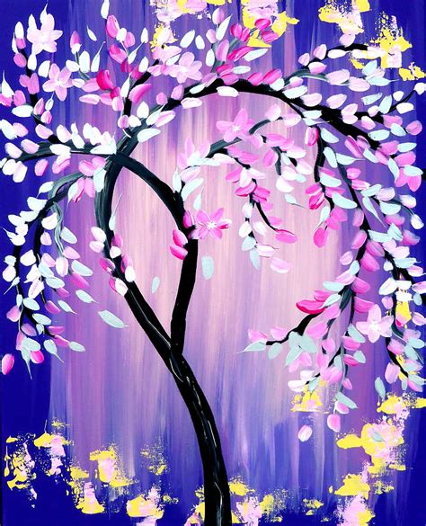Purple And Pink Cherry Blossom Tree Painting By Cathy Jacobs Fine Art