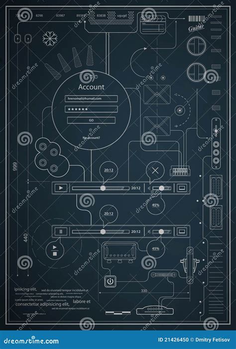 blueprint infographics drawing  schematic stock photo image