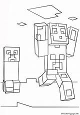 Creeper Steve Coloring Minecraft Pages Printable sketch template