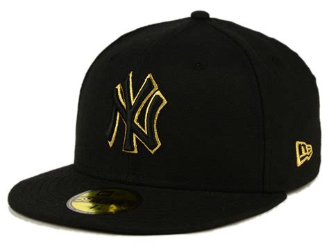 york yankees  era mlb black  metallic gold fifty cap hats