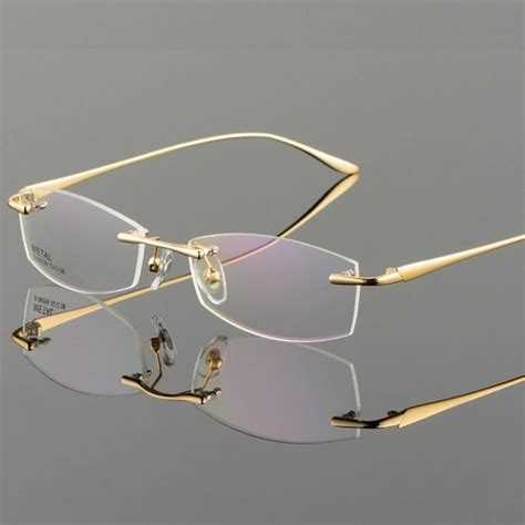 Vazrobe Gold Gray Frame Glasses Men S Eyeglasses Frames Rimless
