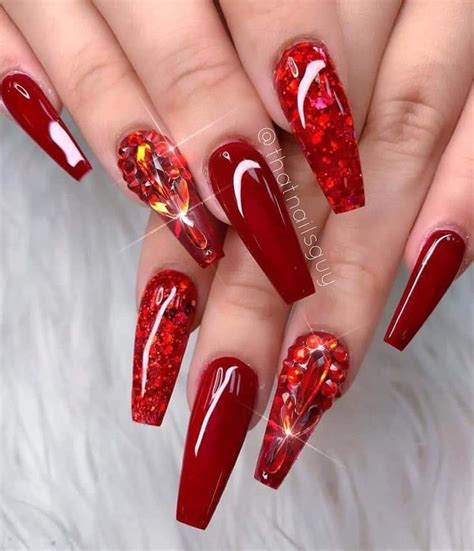 Pin By Essyshypri On Uñas Rojas Red Acrylic Nails Bright Red Nails
