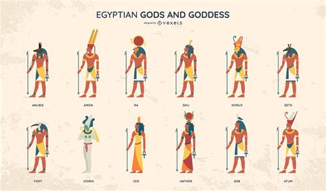 Egyptian Gods Flat Style Design Set Vector Download