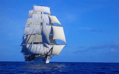 Wallpaper Boat Sailing Ship Sea Calm Brigantine