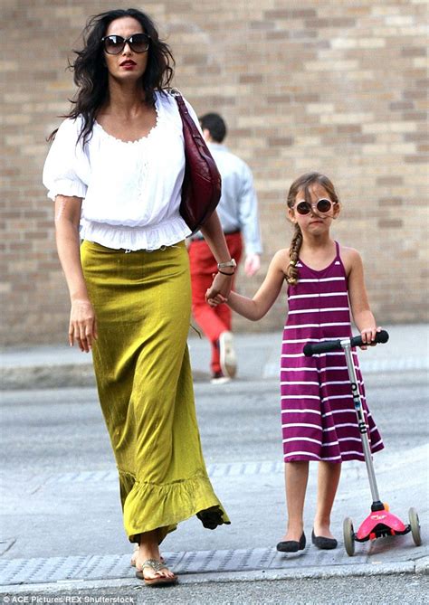 padma lakshmi in yellow skirt with daughter krishna in new york daily mail online