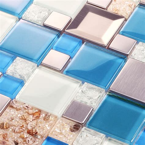 Blue Crackle Glass Tile Kitchen Wall Tv Wall Backsplashes