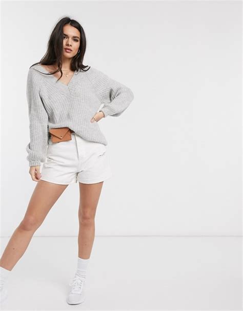asos design  neck fluffy oversized sweater asos sweater trends college closet white shorts