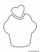 Cupcake Coloring Stencil Heart Pages Printable sketch template