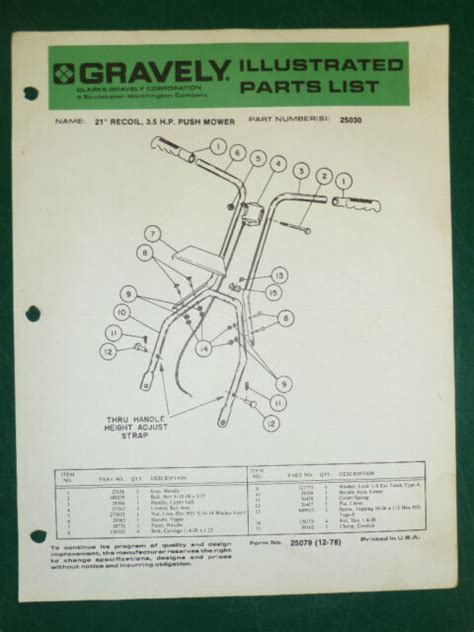 gravely illustrated parts list manual ebay