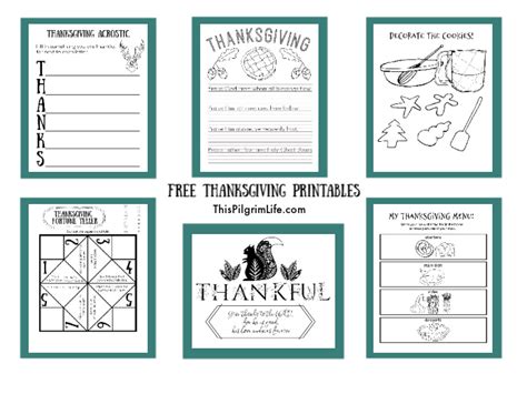 thanksgiving printables  pilgrim life
