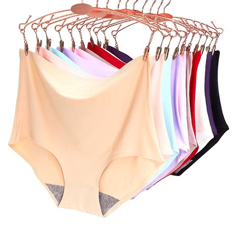 seamless ice silk panties ladies high waist underwear panty for women