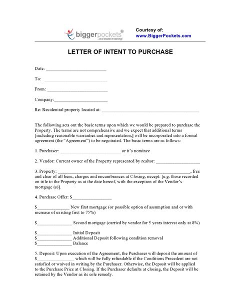 sample letter  intent  sell property    letter